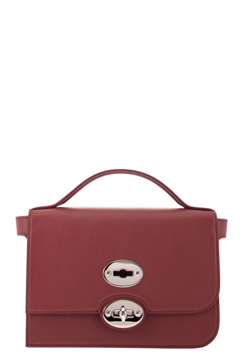 ZANELLATO Square Minimalist Bordeaux Handbag with Detachable Strap - FW23