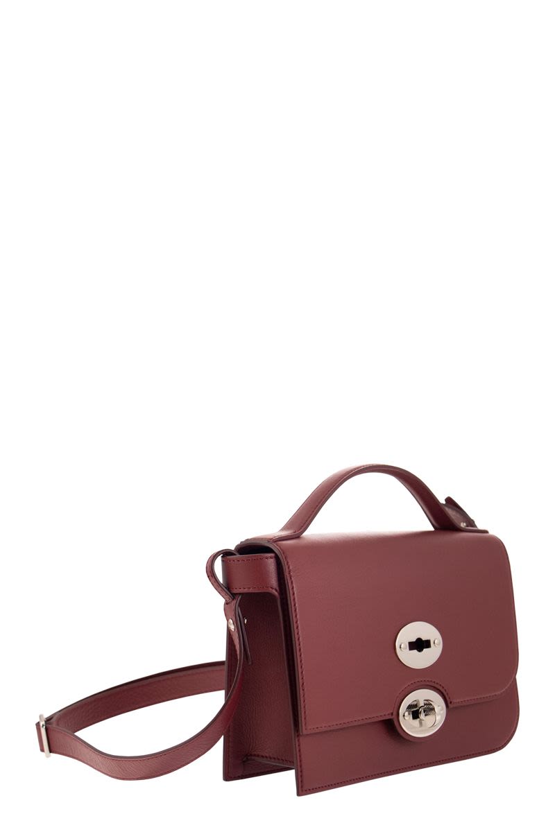 ZANELLATO Square Minimalist Bordeaux Handbag with Detachable Strap - FW23