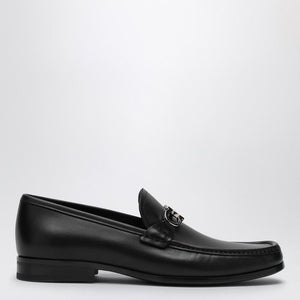 Ferragamo Elegant Black Leather Moccasin Loafers with Reversible Horsebit