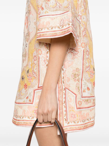 ZIMMERMANN Printed Linen Tunic with Side Pockets