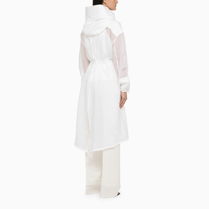 Áo khoác parka nữ chất liệu tơ lụa trắng phối ren khác tông - FERRAGAMO