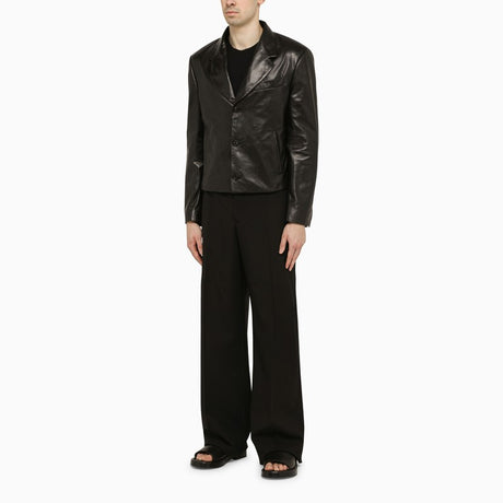 FERRAGAMO Elegant Black Leather Jacket - Single-Breasted