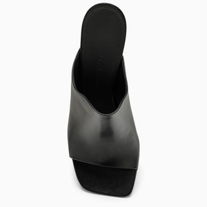 Women's Black Leather Flats with Open Toe and Slim Heel