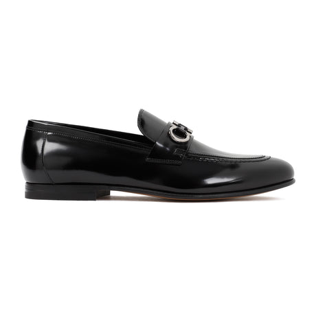 FERRAGAMO Classic Black Leather Loafers for Men | SS24 Collection