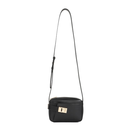 FERRAGAMO Classic Black Leather Crossbody Handbag for Women - Season SS24