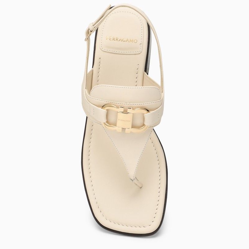 Thong Sandal with Gold Gancini Hook Detail