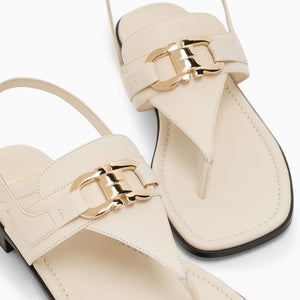 Thong Sandal with Gold Gancini Hook Detail