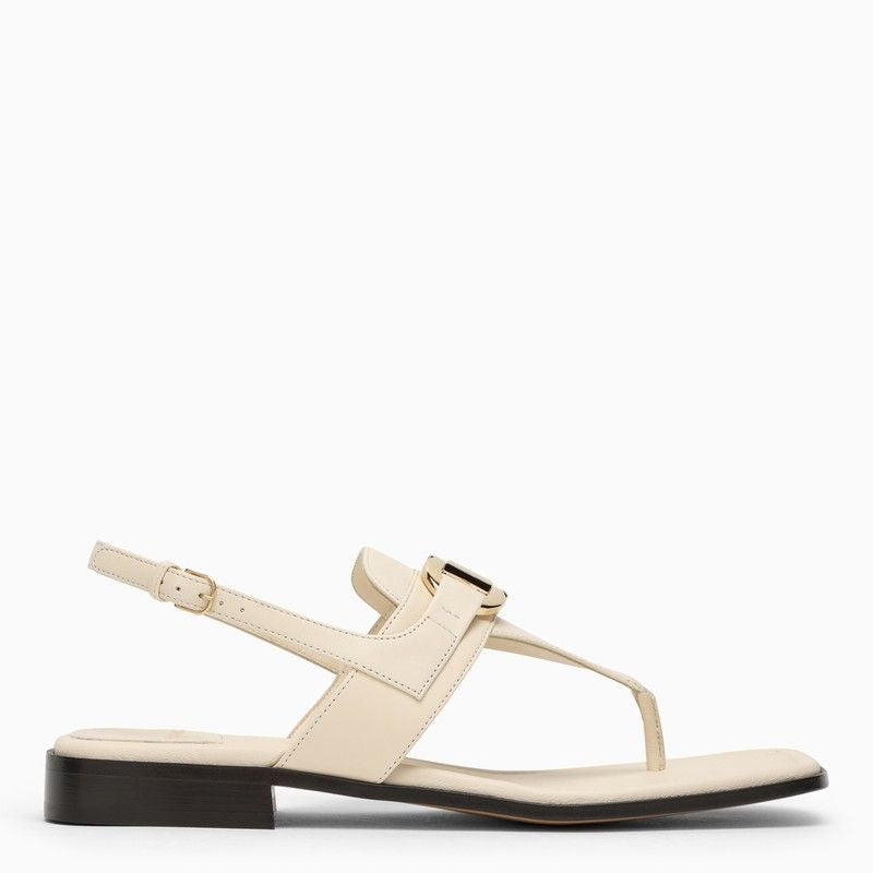 Ivory Gancini Thong Sandal by Salvatore Ferragamo