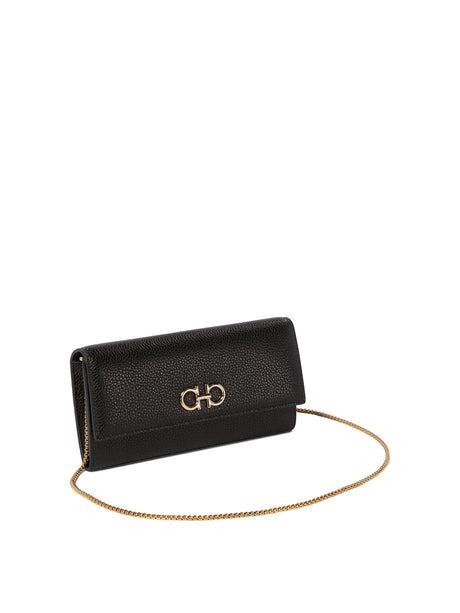 FERRAGAMO Elegant Gold-Clasp Crossbody Wallet Mini Bag