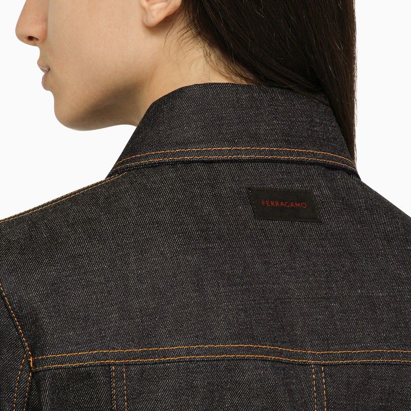 FERRAGAMO Multicolor Dark Denim Single-Breasted Jacket