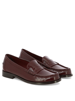 FERRAGAMO Maroon 100% Leather Moccasins for Women - SS24 Collection