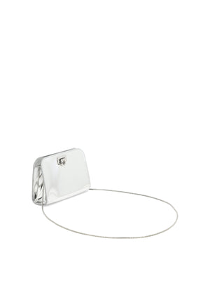 Silver Crossbody Bag for Women with Gancini Hook Clasp and Removable Chain Strap