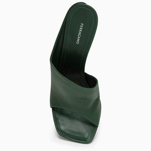 FERRAGAMO Forest Green Slide with Curved Heel for Women