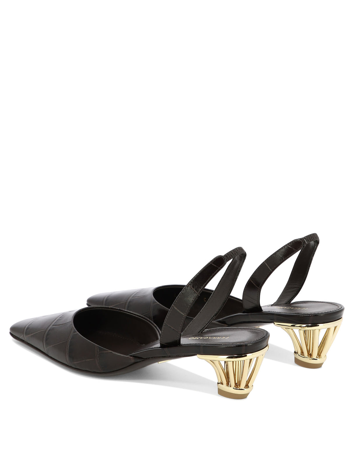 FERRAGAMO Brown Leather Slingbacks for Women - SS24 Collection