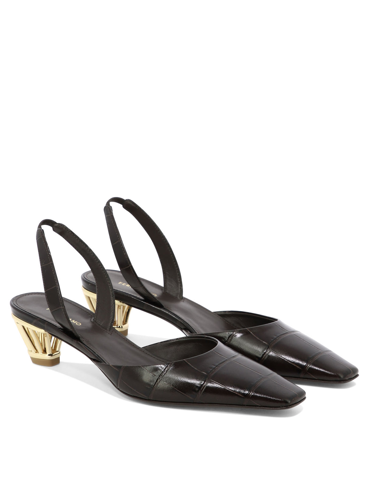 FERRAGAMO Brown Leather Slingbacks for Women - SS24 Collection