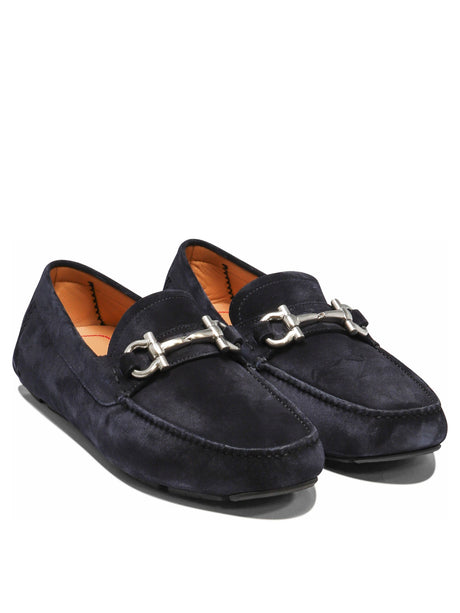 FERRAGAMO Navy Suede Loafers for Men - FW24 Collection