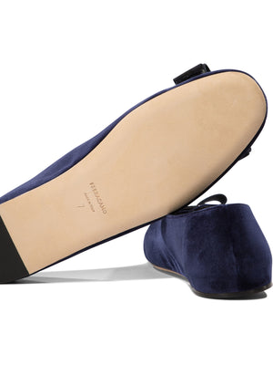 FERRAGAMO Elegant Velvet Vanna V Ballet Flats