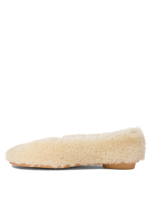 FERRAGAMO Chic Shearling Ballet Flats with Oval Heel