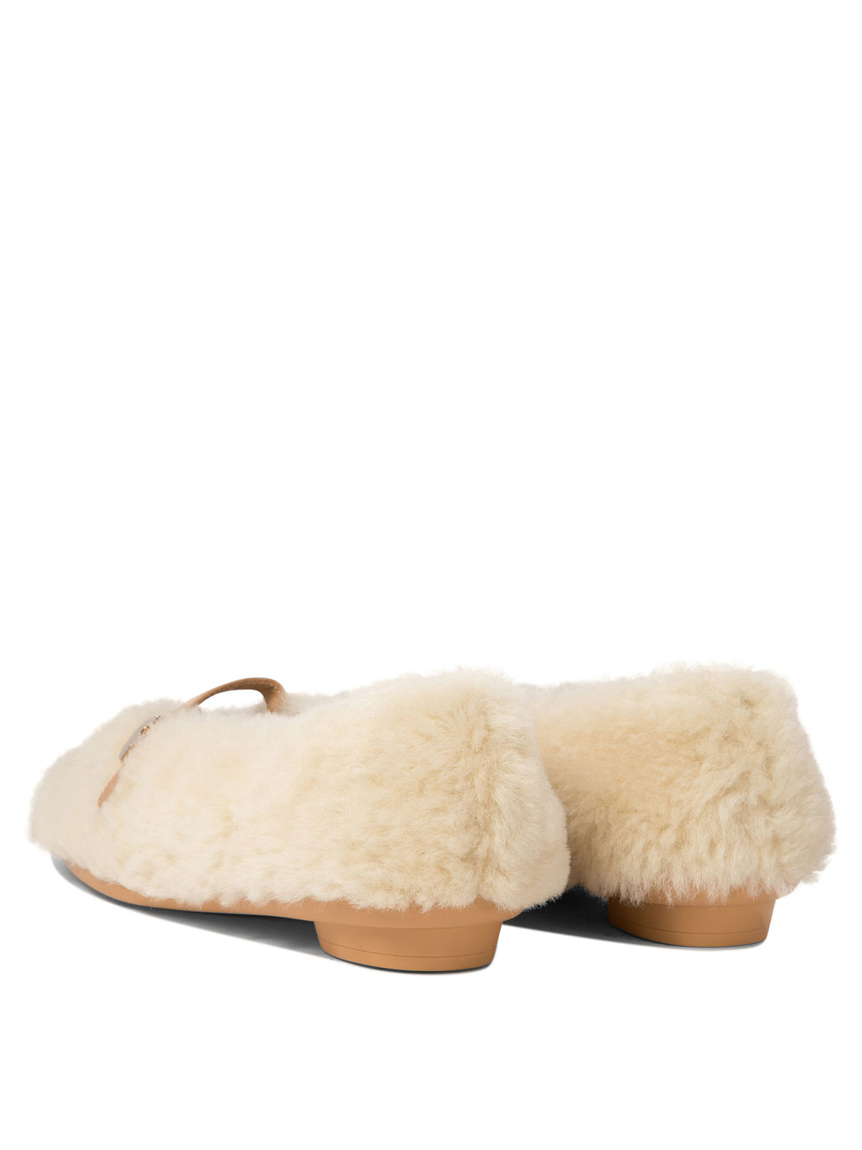 FERRAGAMO Chic Shearling Ballet Flats with Oval Heel