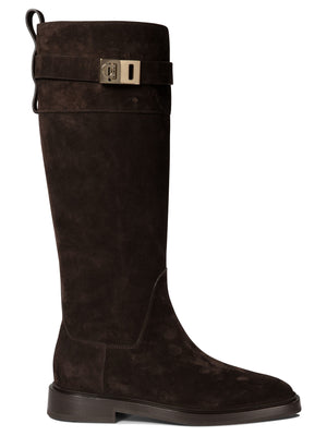 FERRAGAMO Elegant Roly Riding Boots with Gancini Buckle Detail