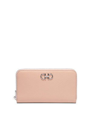 FERRAGAMO Gancini Hook Leather Wallet - Pink