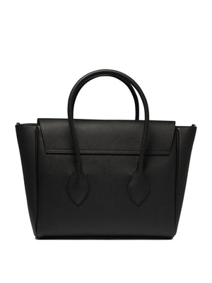 FERRAGAMO Stylish Black Leather East-West Handbag for Men