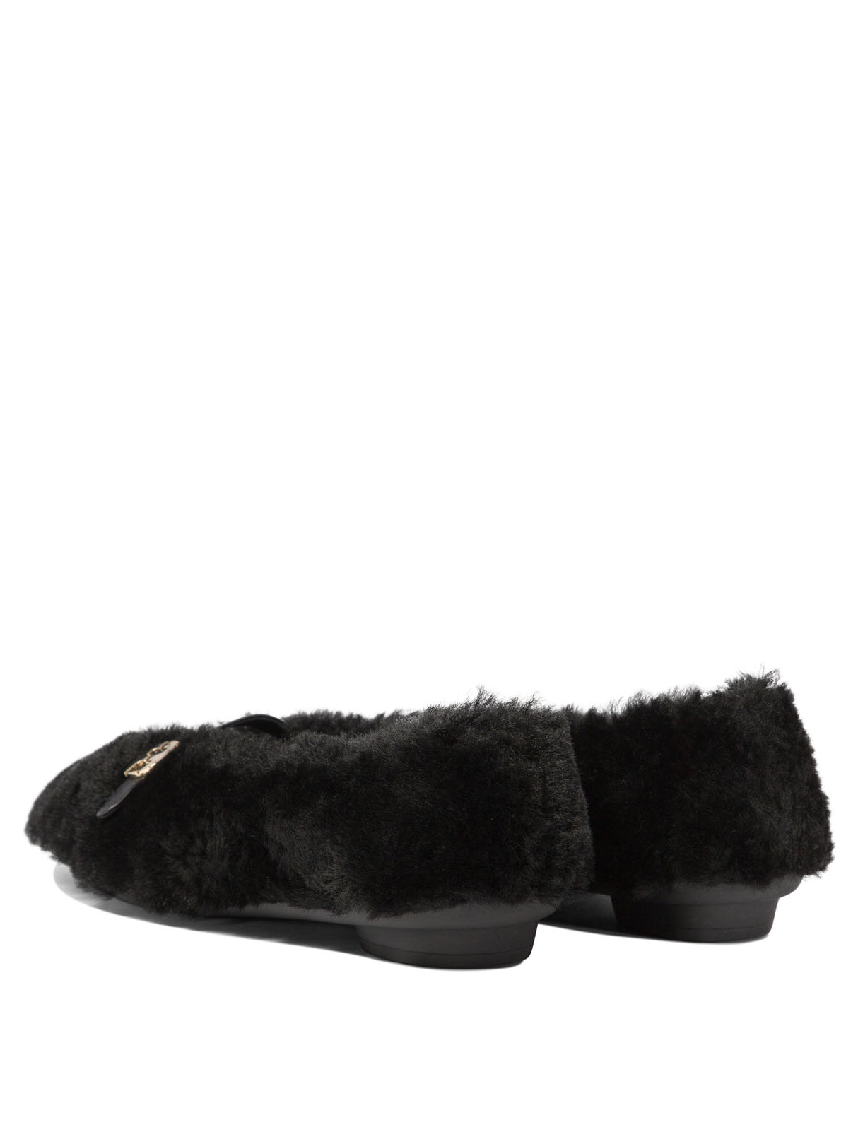 FERRAGAMO Chic Shearling Ballet Flats with Leather Accents