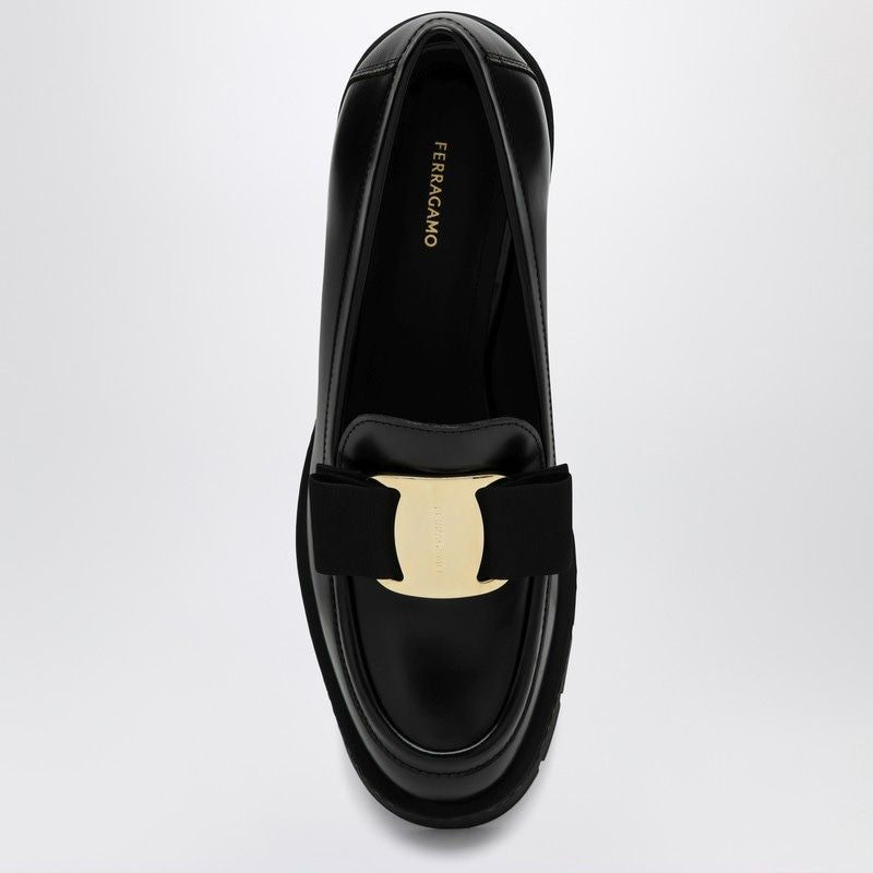 FERRAGAMO Chic Black Bow Moccasins with Heel