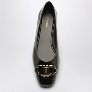 FERRAGAMO Patent Leather Gancini Hook Ballerina Flats