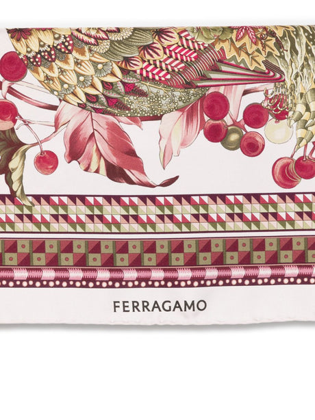 Ferragamo Peacock Print Mini Silk Foulard