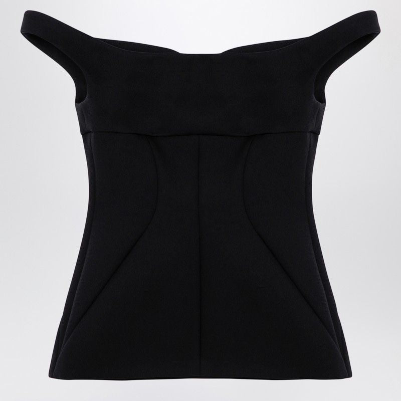 PHILOSOPHY DI LORENZO SERAFINI Elegant Black Nylon Sweetheart Top