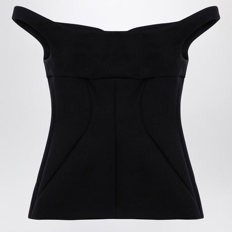 PHILOSOPHY DI LORENZO SERAFINI Elegant Black Nylon Sweetheart Top