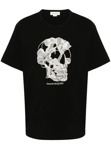 ALEXANDER MCQUEEN Skull Embroidered Cotton T-Shirt for Women