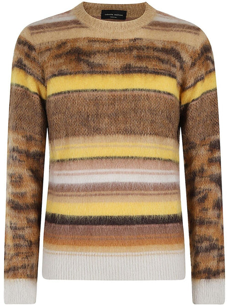 ROBERTO COLLINA Striped Pullover with Animal Print Inserts