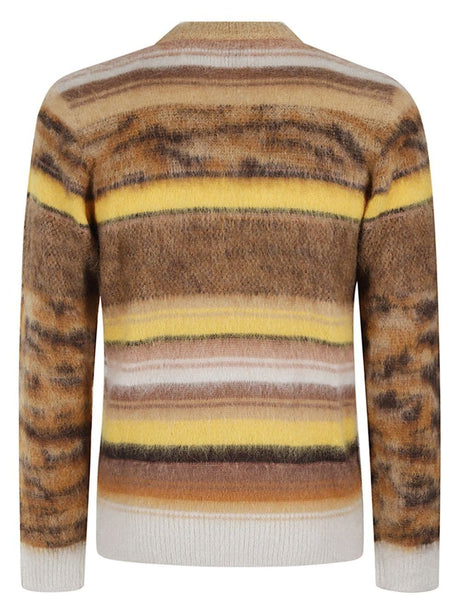 ROBERTO COLLINA Striped Pullover with Animal Print Inserts