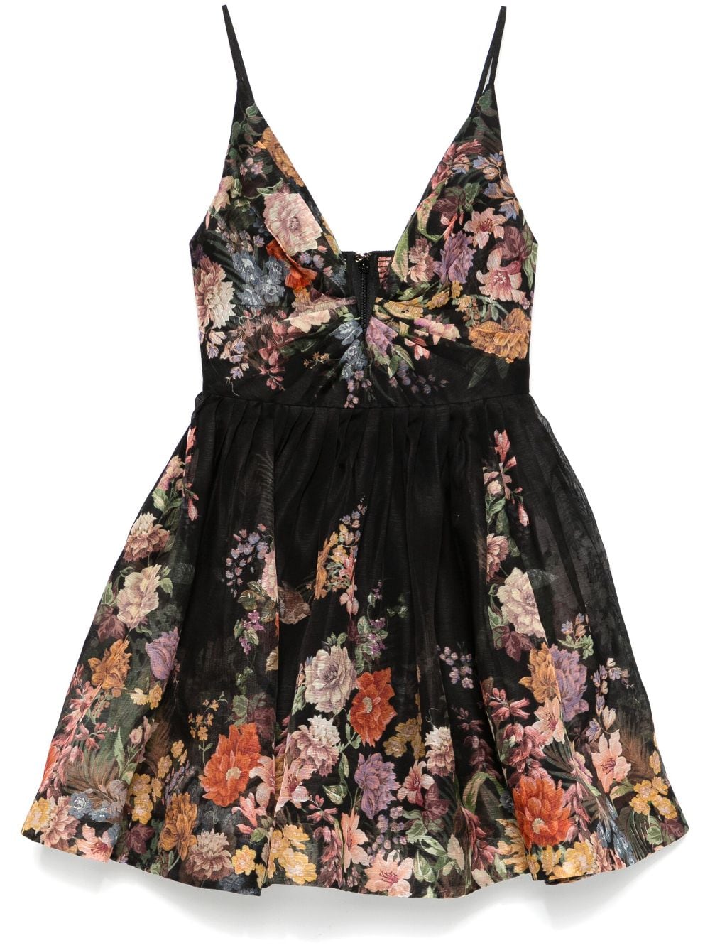 ZIMMERMANN Floral Print Plunging V-Neck Mini Dress