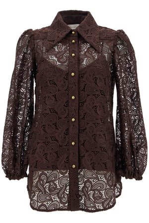 ZIMMERMANN Elegant Lace Shirt with Puff Sleeves - Size 0