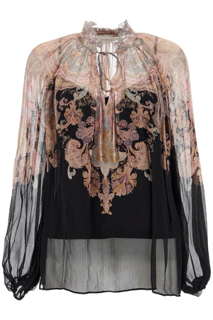 ZIMMERMANN Flowy Paisley Print Chiffon Blouse - Size 0