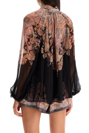 ZIMMERMANN Flowy Paisley Print Chiffon Blouse - Size 0