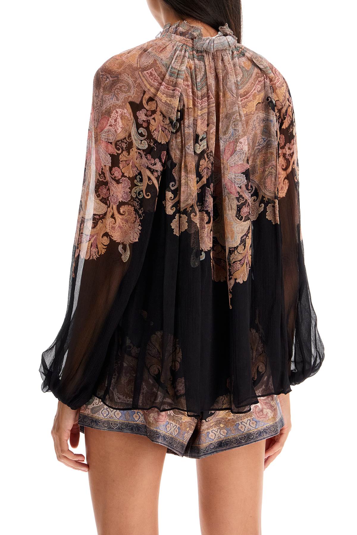 ZIMMERMANN Billowing Floral Blouse with Puffball Sleeves (Sizes 0-4)