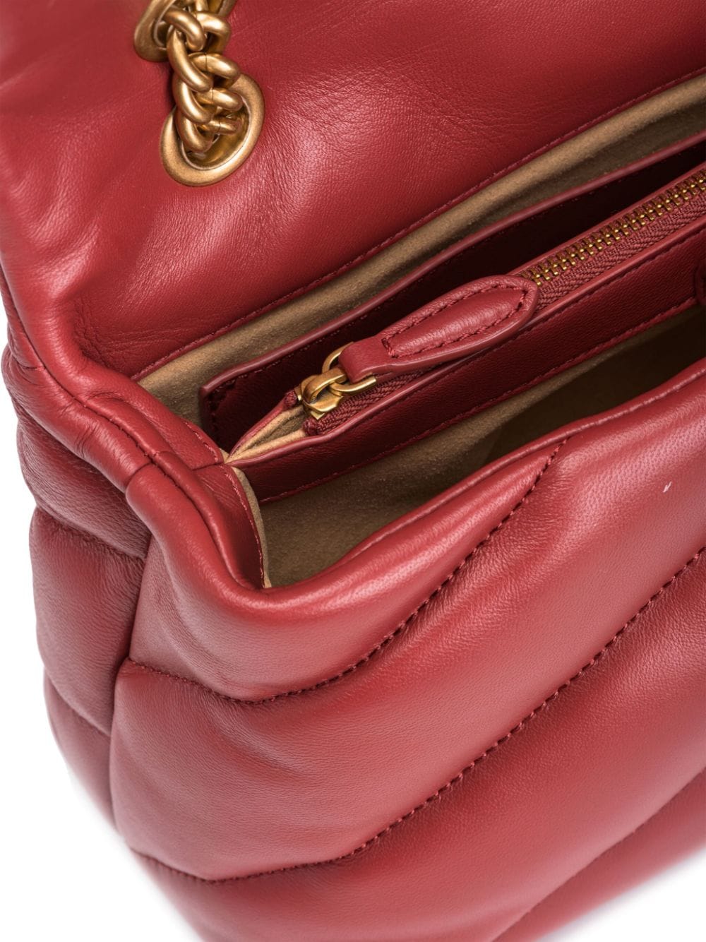 PINKO Quilted Red Sheepskin Shoulder Handbag