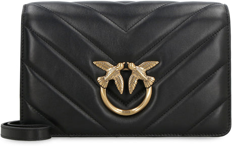 PINKO Quilted Leather Love Click Handbag - Black