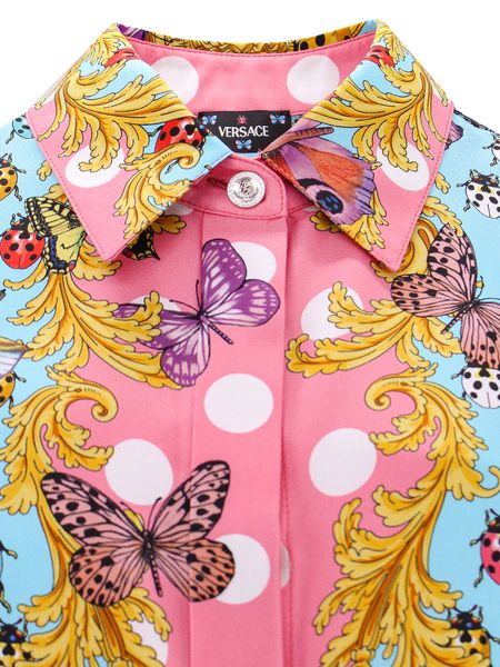 Heritage Butterflies & Ladybugs All Over Print 100％シルクシャツ（女性用、マルチカラー）