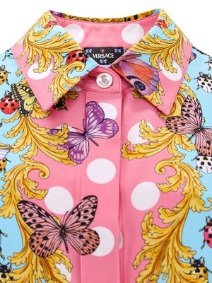 Heritage Butterflies & Ladybugs All Over Print 100％シルクシャツ（女性用、マルチカラー）