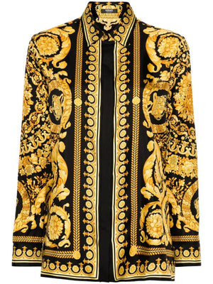 バロックプリント シルクシャツ for レディース from Versace SS24 コレクション