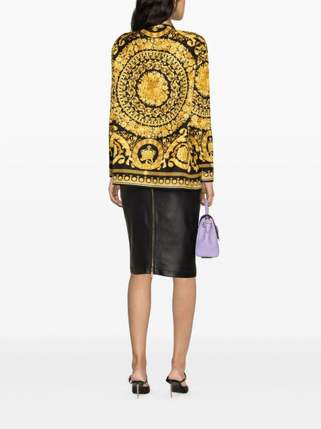 Baroque Print Silk Shirt for Women from Versace's SS24 Collection