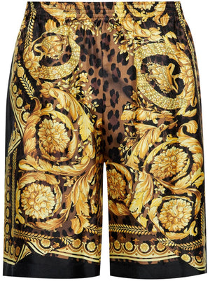 VERSACE Knee-Length Baroque Print Silk Shorts