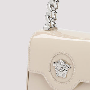 Patent Leather Mini Handbag with Iconic Gold Medusa Head