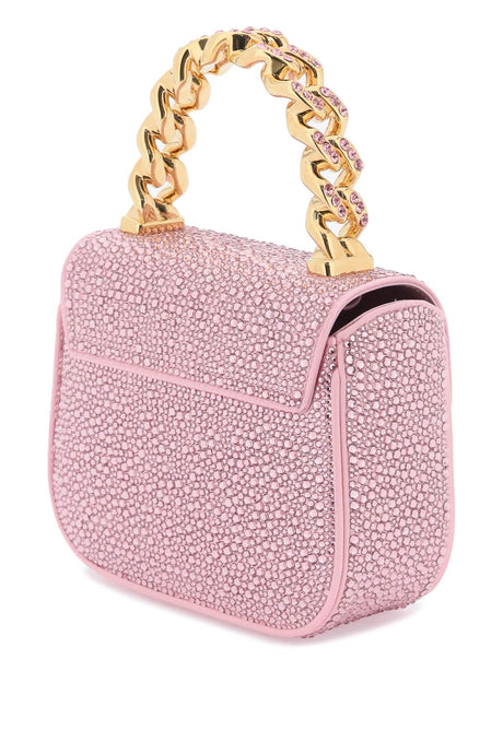 粉色軟潤水晶手提包 配有經典的梅杜莎水晶章紋