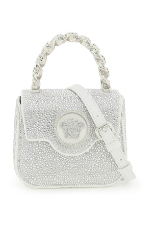 VERSACE Mini Medusa Crystal-Embellished Satin Handbag